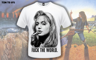 [TON TS 073] Мужская футболка с Анджелиной Джоли (Fuck the world)